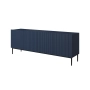 Komoda Nicole 200 cm z ryflowanym frontem i metalowymi nogami - granat / czarne nóżki - Limitowana oferta